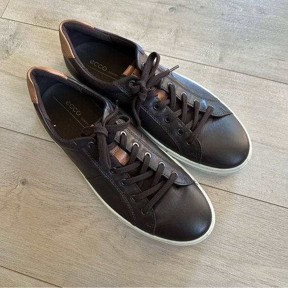 Men’s ECCO brown leather casual shoes - Picture 1 of 7